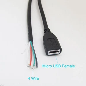10pcs 0.3M/1ft Micro 5pin USB Female Jack 4 wires Power Pigtail Cable Cord DIY - Picture 1 of 5