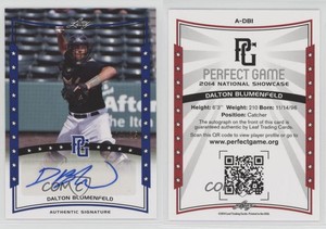 2014 Leaf Perfect Game Showcase Auto Blue /25 Dalton Blumenfeld #A-DB1 Auto