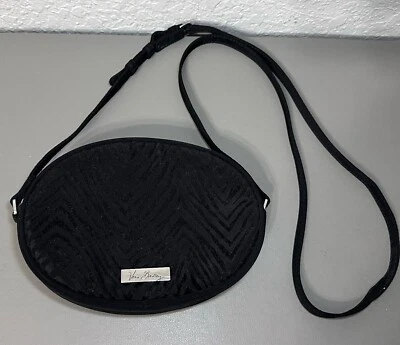 Vera Bradley Cross Body Classic Black Zebra Flock Velvet Oval Bag Purse - Imagem 1 de 4