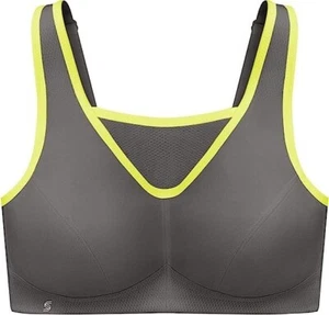 Sport BH 95D Glamorise No Bounce Camisole Wirefree Plus Size Grau Gelb USA 42D - Bild 1 von 8