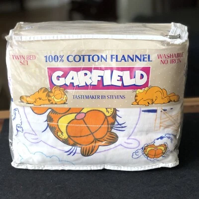 NEW!! 1978 “Counting Garfield” - TWIN Size Bedding FLANNEL Sheet Set - Stevens - Image 1 of 4