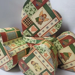 Valerie Parr Hill Nesting Boxes Heart Patchwork Primitive Christmas Set of 5 - Picture 1 of 23