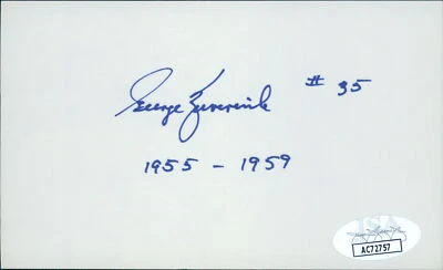 George Zuverink Baltimore Orioles Signed 3x5 Index Card JSA Authenticated - Image 1 of 2