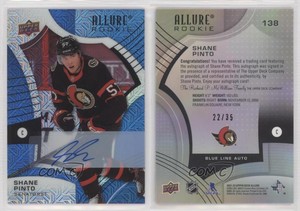 2021-22 Upper Deck Allure Rookies Blue Line /35 Shane Pinto #138 Rookie Auto RC