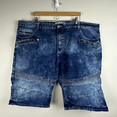 Akademiks Y2K Jeanius Shorts Mens 48 Distressed Stretch Med Wash Blue Jean Denim - Image 1 of 4
