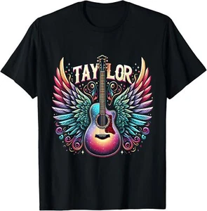 Girl Retro Taylor First Name Personalized Groovy 80's T-Shirt - Picture 1 of 4
