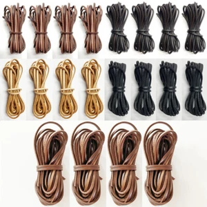 1/2/4PCS 3MM 5Yards Flat COW Leather Cord Strip Cord Braiding Making Shoe Lace - Picture 1 of 14