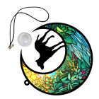 Dog on Moon Ornament Stained Acrylic Cute Pendant
