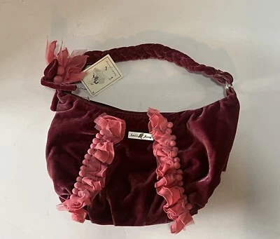 Bolsa de ombro Isabella’s Journey nova com etiquetas veludo rosa marrom - Imagem 1 de 4