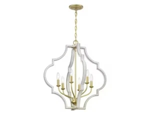 Progress Lighting Teigen 6-Light Antique White & Gold Hanging Pendant Light- New - Picture 1 of 3