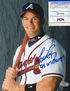 JAVY LOPEZ ATLANTA BRAVES 1995 WS CHAMPS  PSA AUTHENTICATED  ACTION SIGNED 8x10