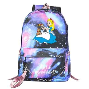 Alice In Wonderland Rucksack Boys Girls Kids School Bags USB Backpack Bagpack - Bild 1 von 52