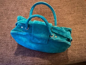 Schöne 90er Vintage Yves Saint Laurent YSL Wildleder türkis blau Tasche Reisetasche Handtasche - Bild 1 von 8