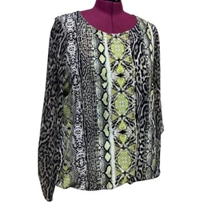 Alfani Woman 3X Long Sheer Sleeve Polyester Blend Leopard Snake Blouson Top - Picture 1 of 5