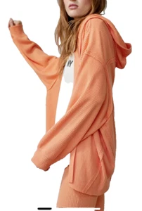 OUT FROM UNDER Women Sweatshirt Hoodie Size M Colette Open Front Ribbed Casual - Picture 1 of 19