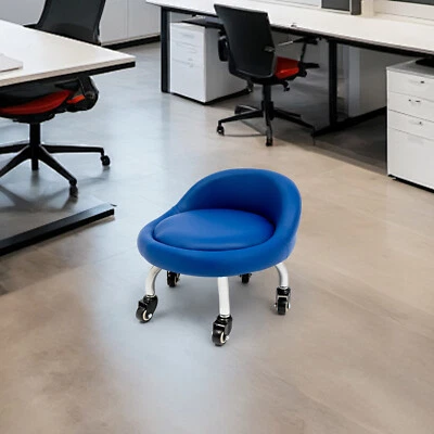 Low Height Footstool W/Backrest Wheels Foot Rest Footrest Stool Office Home Shop - Image 1 of 4