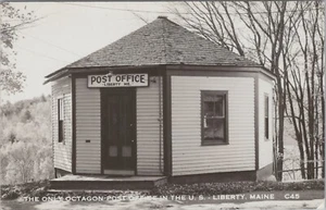 Vtg Liberty, Maine Octagon Post Office RPPC Real Photo Postcard #4278 - Picture 1 of 2