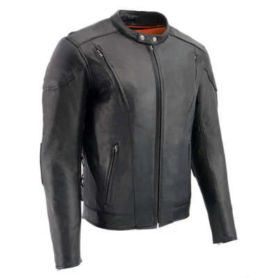 Milwaukee Leather LKM1765 Men's Black Leather Side Laced Motorcycle Rider Jacket - Image 1 of 4