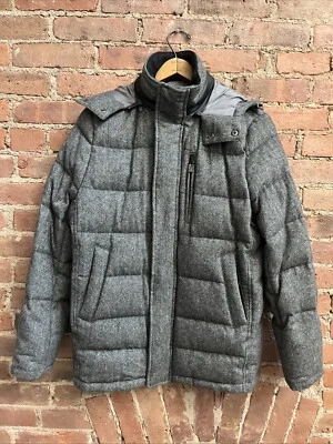 Brooks Brothers Men’s Down-filled Jacket, Sz Small, Gray Herringbone 100% Wool - Image 1 of 4