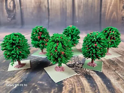 6 Apple Trees Model Train Railroad Landscape HO Scale 2.5"-3" Hornby Vintage - Image 1 of 4