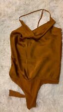 RRP£39 bodysuit cowl neck size xs s 6 8 golden brown
