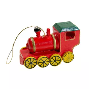 Vecchia Moda Rosso Motore a Vapore Choo Choo Treno Ornamento Piccolo Legno Locomotiva Giocattolo - Foto 1 di 4