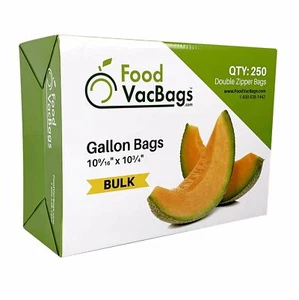 Gallon FoodVacBags Double Zipper Bags 2.7 MIL - 250 ct - Food Storage Bags - Picture 1 of 5