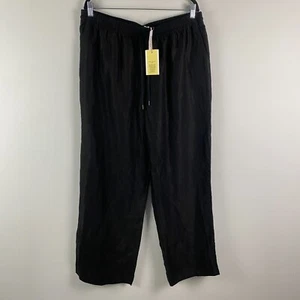 Aritzia Wilfred Thesis Pant Size XL Black Wide Leg Drawstring Lyocell Linen - Picture 1 of 12