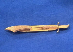 Anson Sword Tie Bar Clip 10k Gold Plated With White Enamel Vintage - Picture 1 of 4