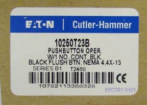 EATON CUTLER HAMMER 10250T23B BLACK Flush Head Push Button 1 N.O Contact Block - Picture 1 of 3