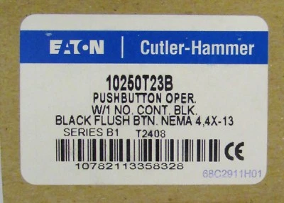 EATON CUTLER HAMMER 10250T23B BLACK Flush Head Push Button 1 N.O Contact Block - Image 1 of 3