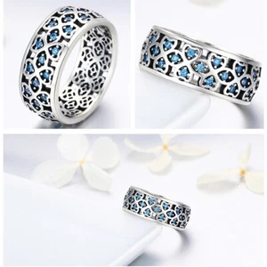 Luxury HQ Stable Blue Cubic Zirconia Gemstone S925 Silver Plt Ring for Woman - Picture 1 of 12