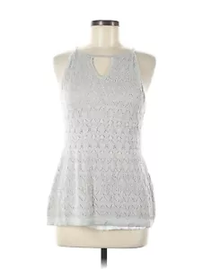 White House Black Market  Sleeveless, halter neckline, silver Tank Top Size M - Picture 1 of 4