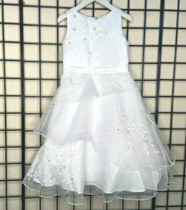 NWT New So Plush White Chiffon Tiers Sweetie Pie Pageant/Party/Formal Gown 5/6Y - Picture 1 of 12