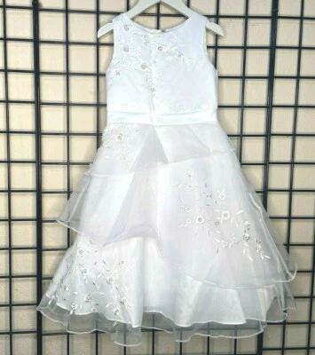 NWT New So Plush White Chiffon Tiers Sweetie Pie Pageant/Party/Formal Gown 5/6Y - Image 1 of 4