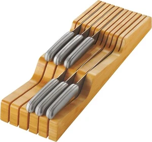 Bambüsi-Belmint 100% Bamboo In Drawer Knife Block Organizes Up to 16 Knives - Picture 1 of 14