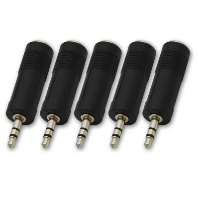 Adaptador de audio 1/8 3,5 mm macho enchufe estéreo a 1/4 6,35 mm hembra conector estéreo paquete de 5 Foto 1 de 4