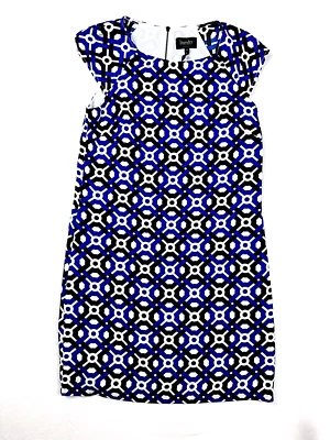 Vestido para mujer Laundry By Shelli Segal estampado geométrico talla 0 azul LY14497 Foto 1 de 4