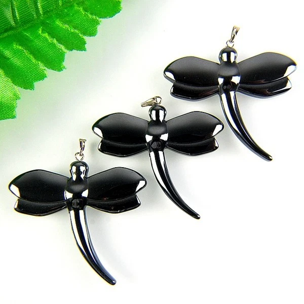 Pingente de hematita 3 peças esculpido hipnotizante libélula A-TS54RL - Imagem 1 de 1