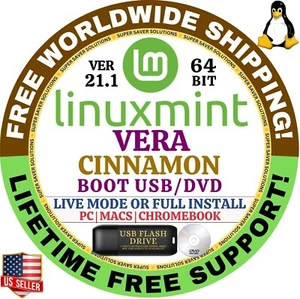Linux MINT 21.1 USB VERA Cinnamon 64-Bit Live Boot, Full Install for MAC, PC - Bild 1 von 7
