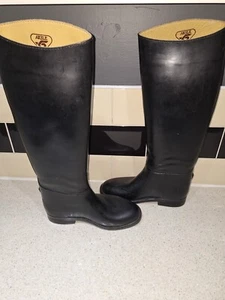 AIGLE : Coupe Saumur Rubber Long Riding Country Boots - Size S UK 4  EU 37 - Picture 1 of 6