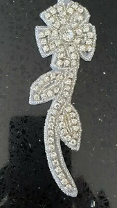 Sew Iron On Flower Rhinestone Applique Bridal Wedding Trim Crystal Belt Motif - Picture 1 of 4