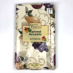 NOP Dining Fashions Harvest Accents Vinyl Tablecloth Oblong 52x70 Pear Apple - Picture 1 of 5