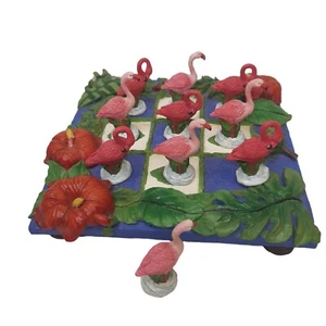Tropical FLAMINGO Tic Tac Toe Game Board 3D Light Dark Pink Birds Decor READ - Picture 1 of 20