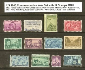 U.S. 1945 Commemorative Year Set 12 MNH Stamps - Picture 1 of 1