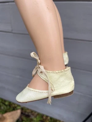 Zapatos de muñeca antiguos vintage de tela de aceite Madame Alexander Shirley Temple alemán Foto 1 de 4