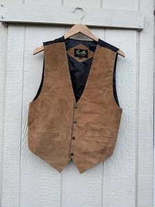 SCULLY LEATHER VEST BROWN SNAP BUTTONS COWBOY WESTERN MENS SIZE S NEW WITH TAGS - Picture 1 of 8