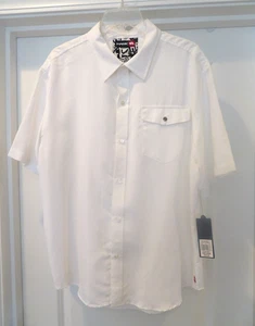 NWT NEW TONY HAWK Large Young Men's Windowpane White Button SS Shirt w/ pocket - Picture 1 of 7