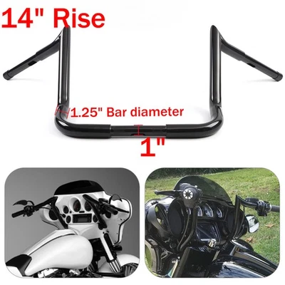 Rise 14" Meathook Ape Bar Handlebar For 1986-2024 Harley Street Electra Glide - Imagem 1 de 4