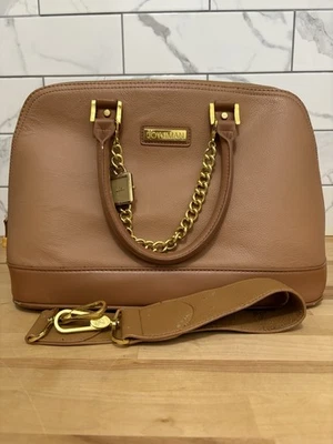 Cartera de mano Joy & Iman de cuero granulado tostado Foto 1 de 4